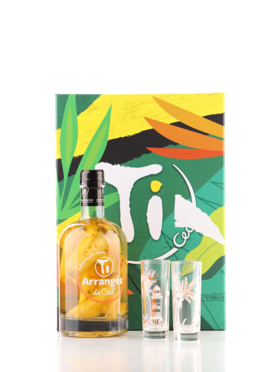 COFFRET RHUM ARRANGE TI CED ANANAS VICTORIA 2 VERRES